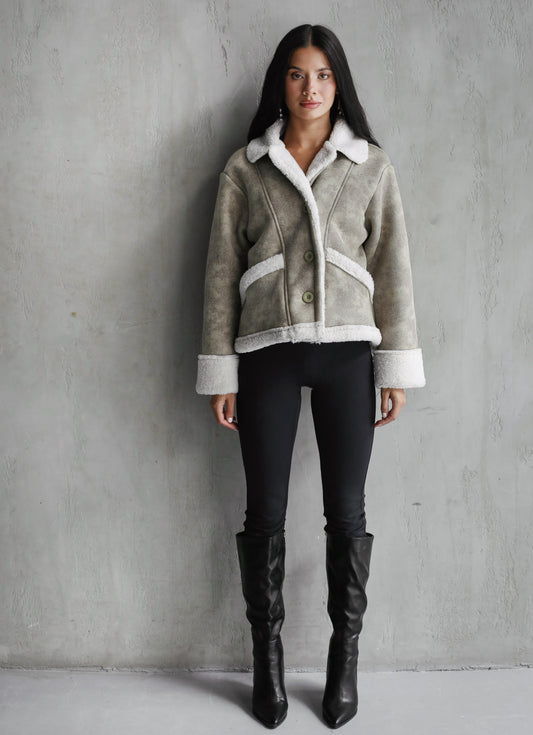 Feeling Cozy Shearling Jacket - Mint