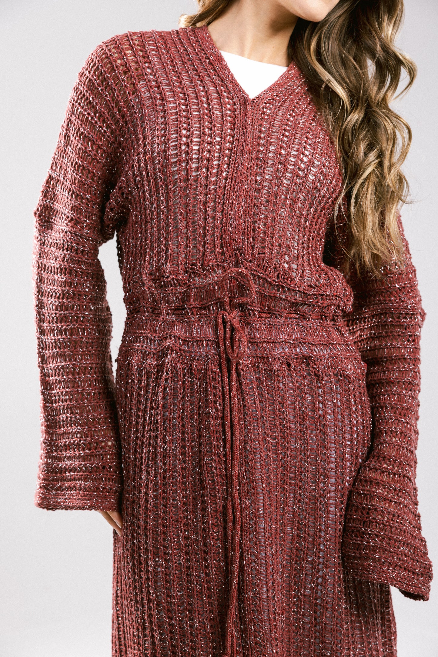 Sunbeam Crochet Coverup Dress - Burgundy