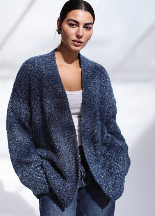 Crisp Air Knit Cardigan - Storm Blue
