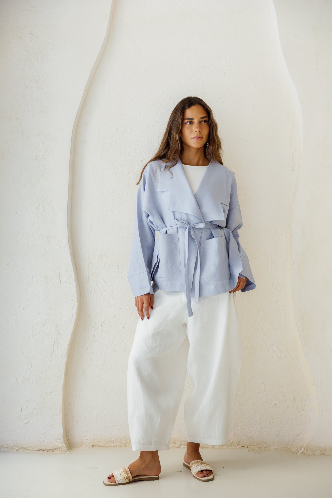 Full of Sunshine Linen Cardigan - Cloud Blue