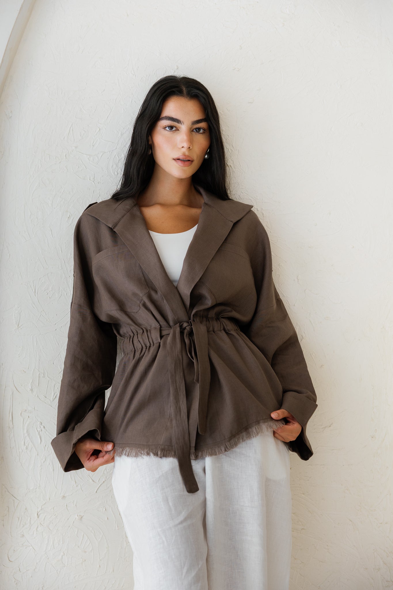 Amalia’s Signature Linen Top - Dusty Grey
