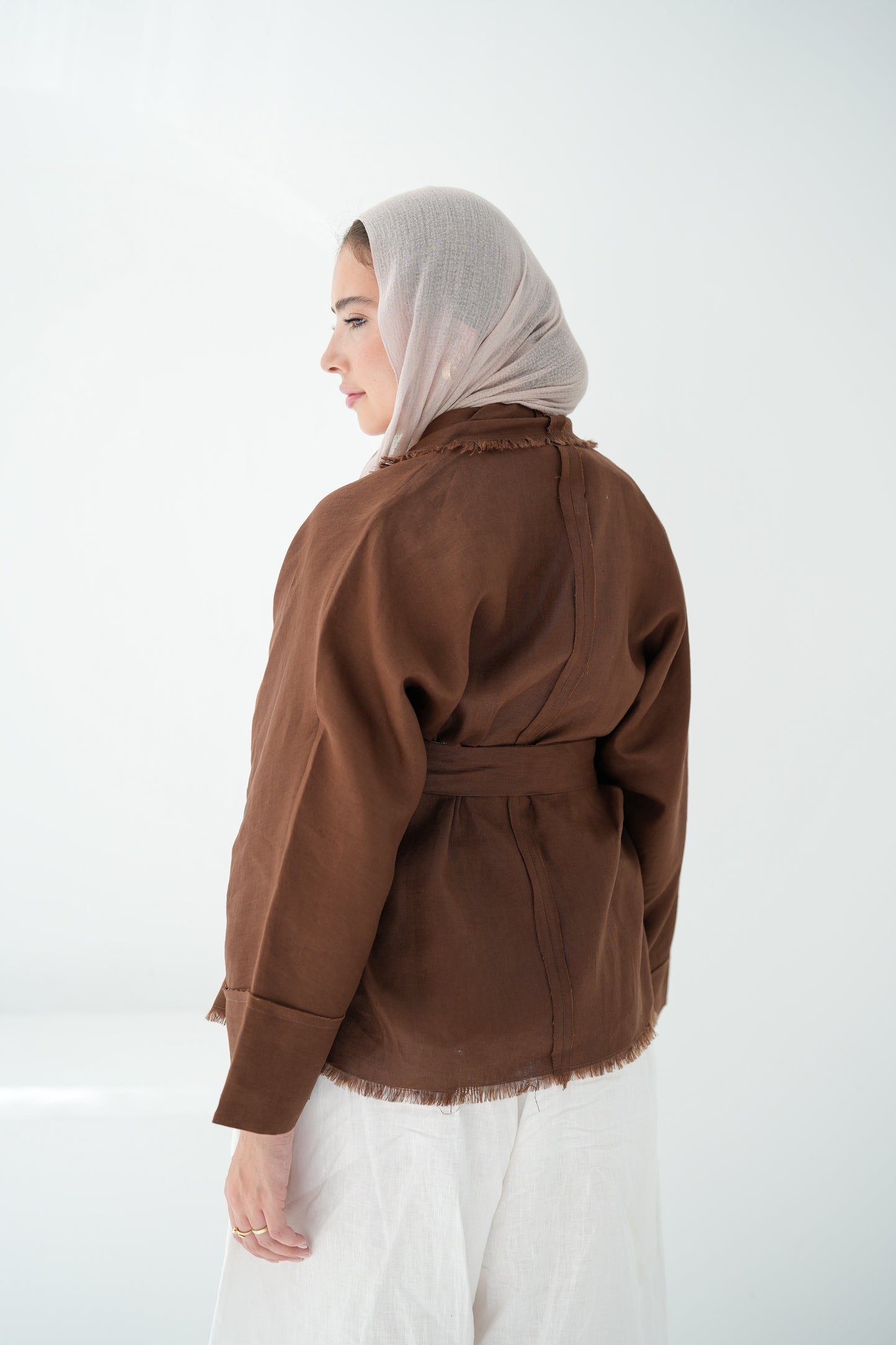 Sun Chaser Linen Cardigan - Brown