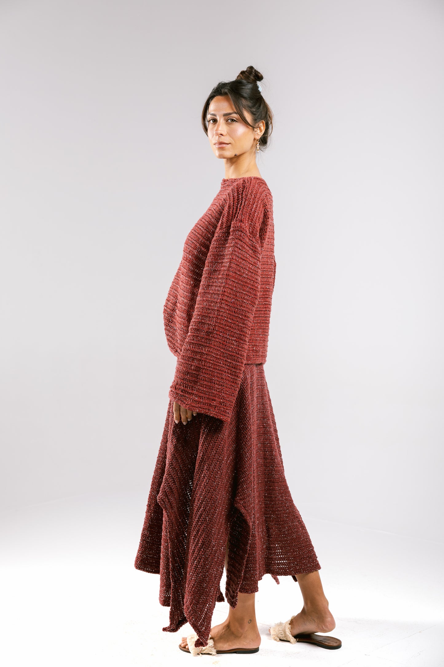 Shore Nights Crochet Skirt - Burgundy