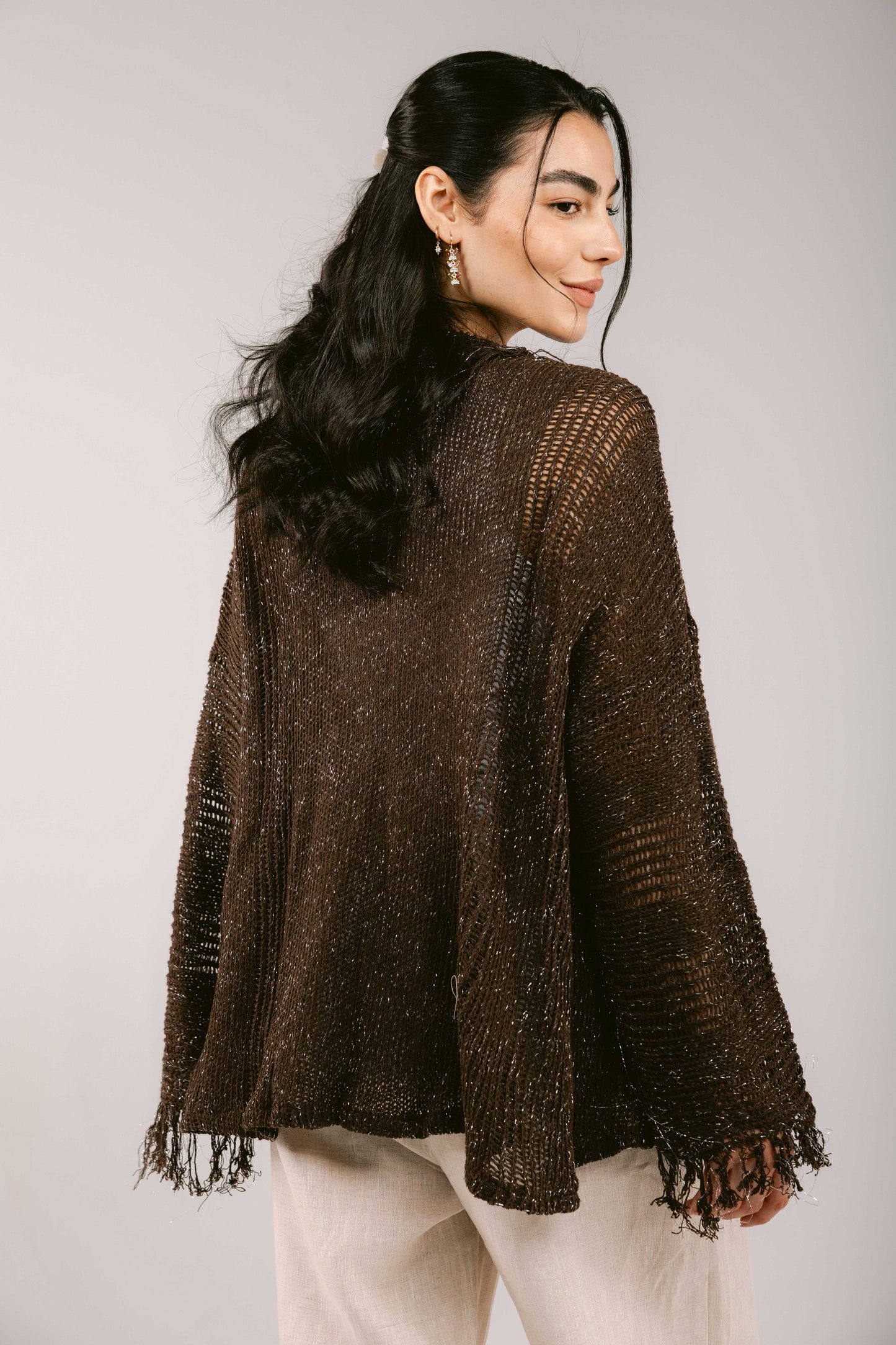 Brighter Days Crochet Cardigan - Brown