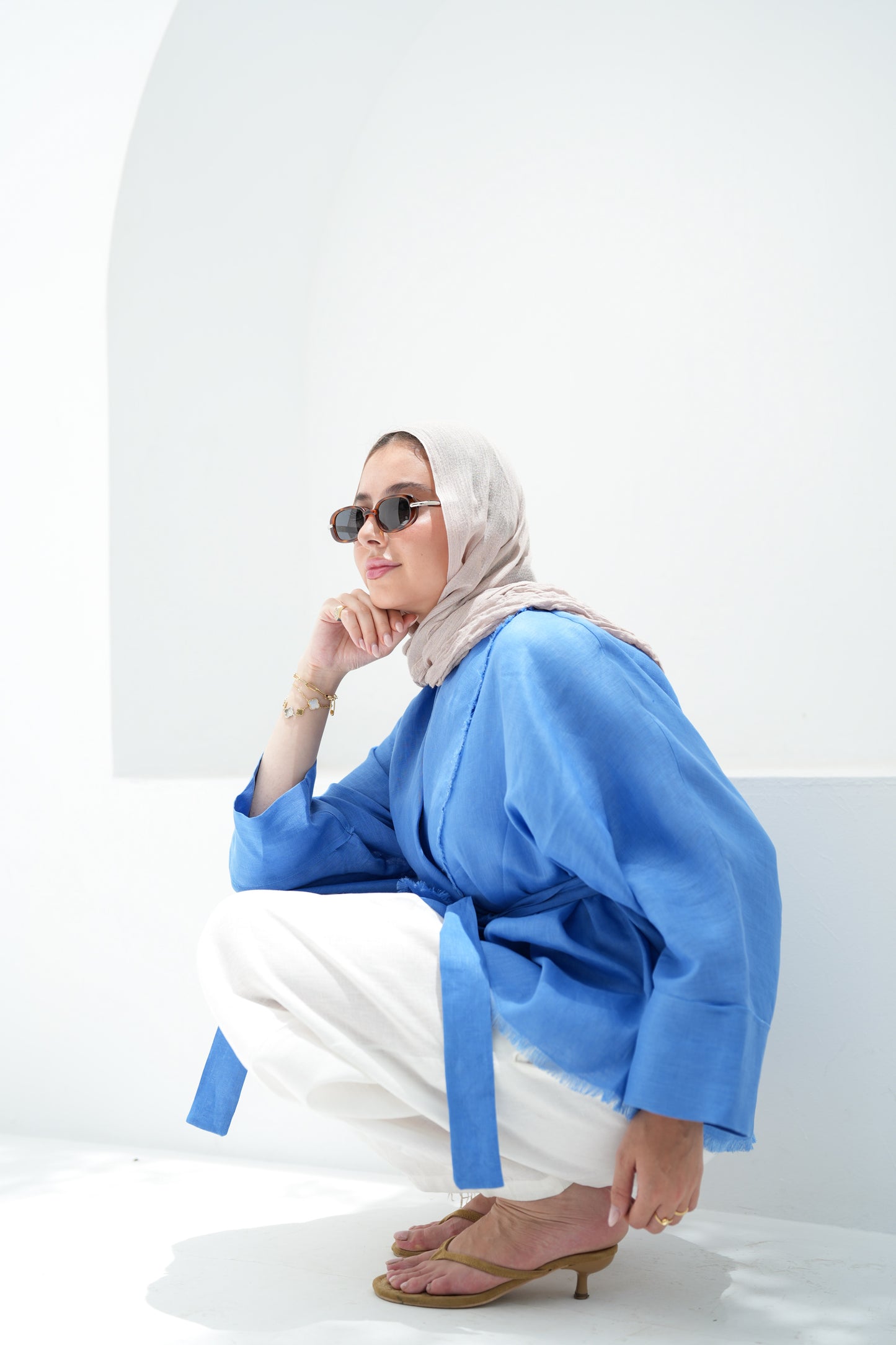 Sun Chaser Linen Cardigan - Cobalt