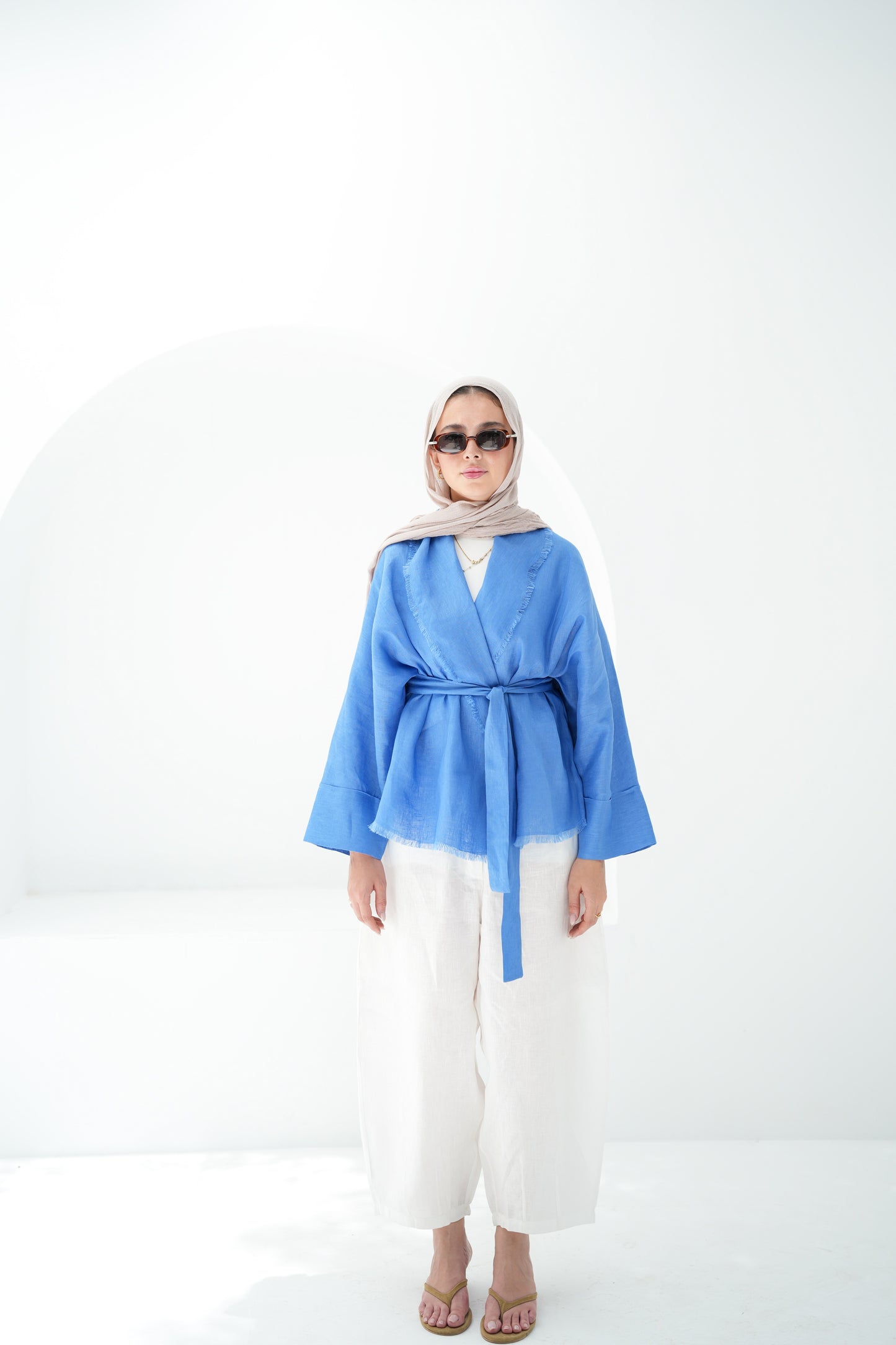 Sun Chaser Linen Cardigan - Cobalt