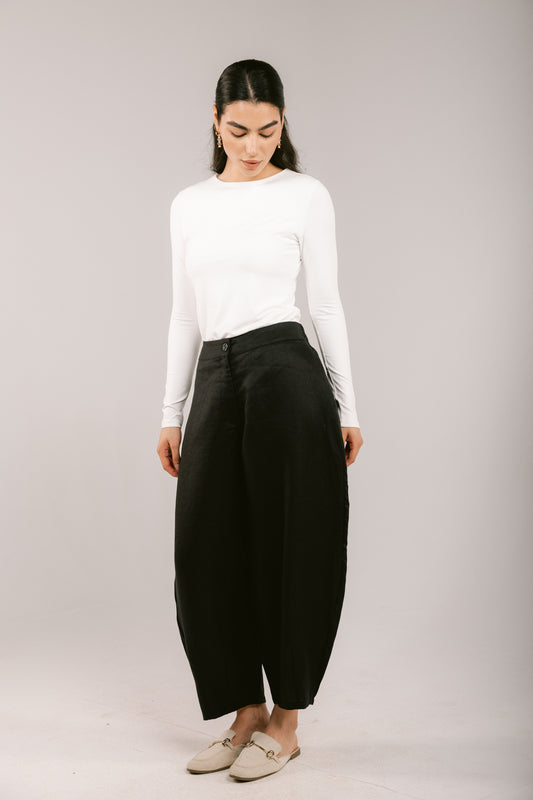 Essential Balloon Linen Pants - Black