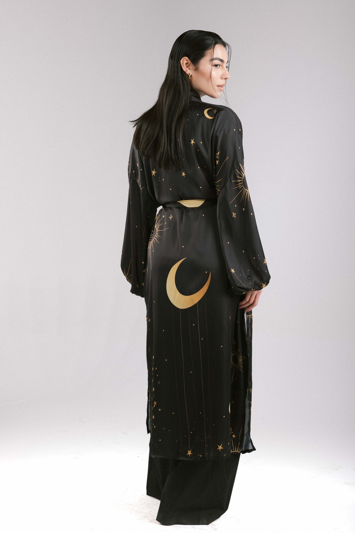 All Stars Satin Kimono in Black