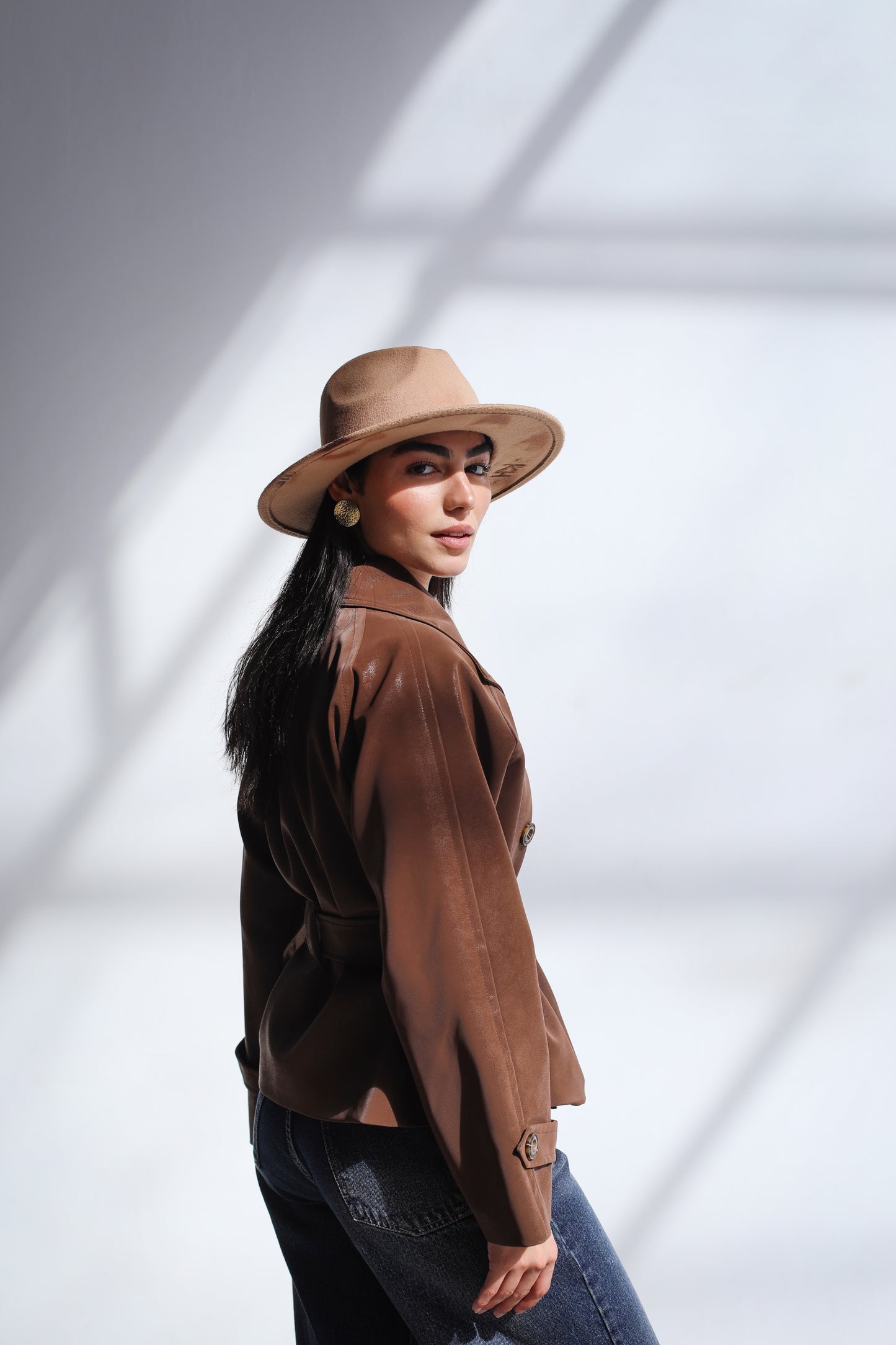 Cool Rider Faux Leather Jacket - Brown