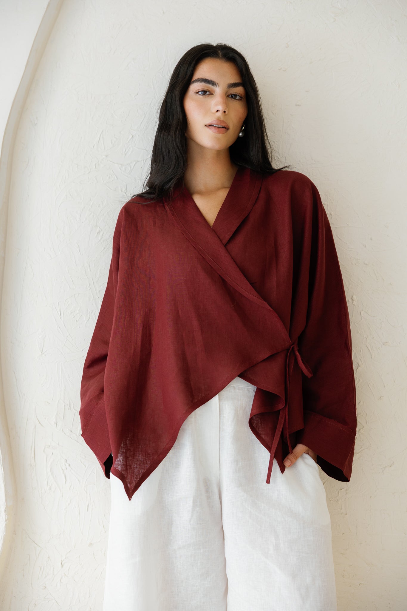 Such A Dreamy Linen Top - Burgundy