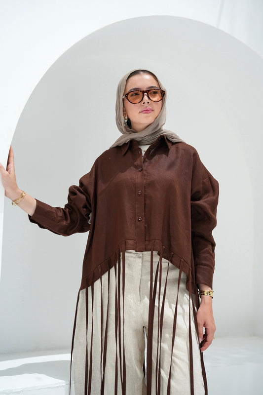Girl’s Girl Linen Top - Brown