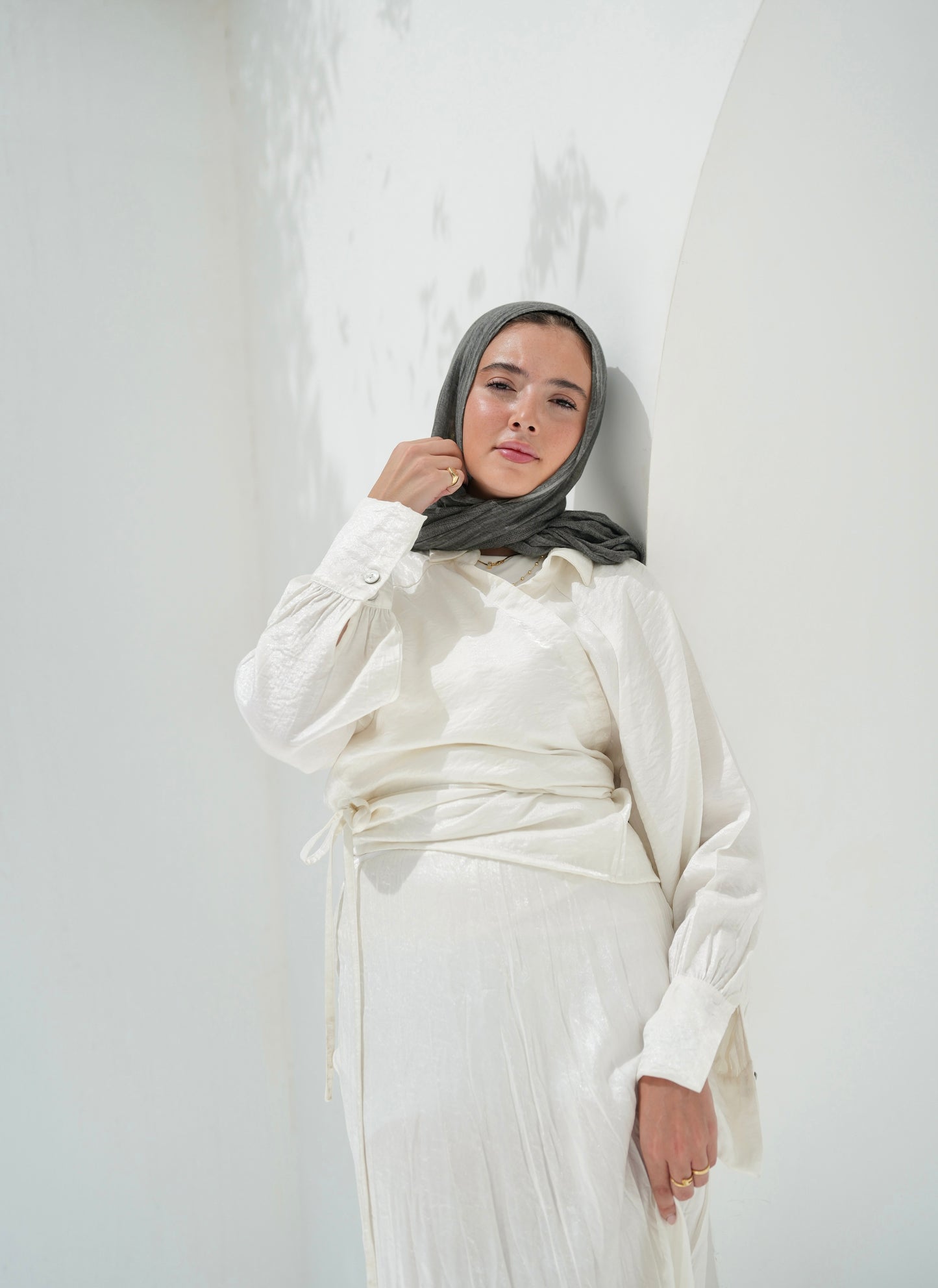 Shimmery Wrap Top - White
