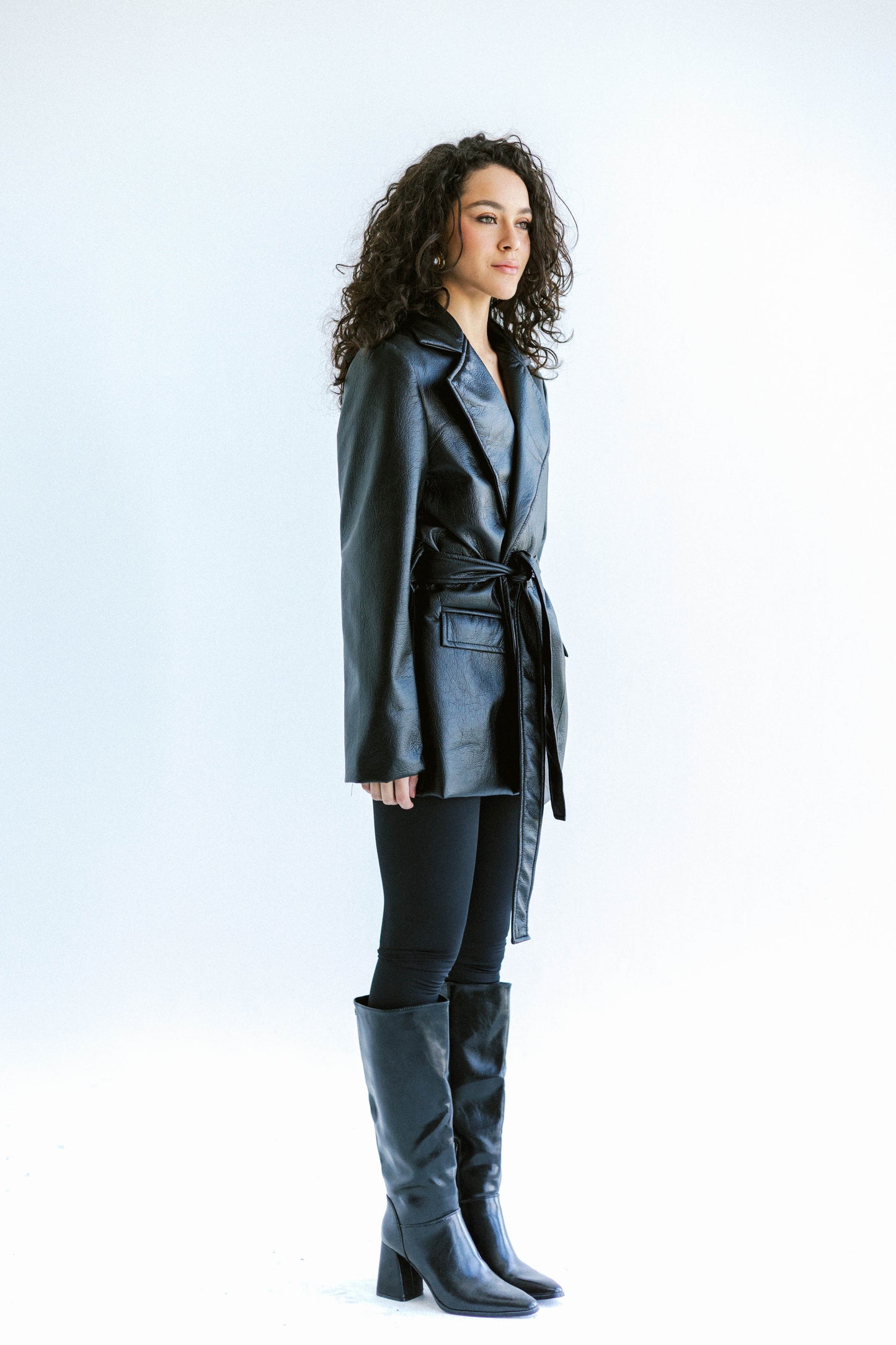 Going Places Leather Blazer (Long Version)  - Black