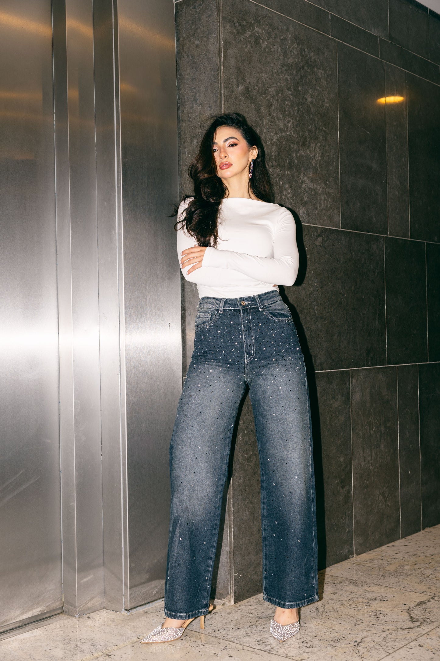 She’s The Moment Denim Pants in Dark Blue