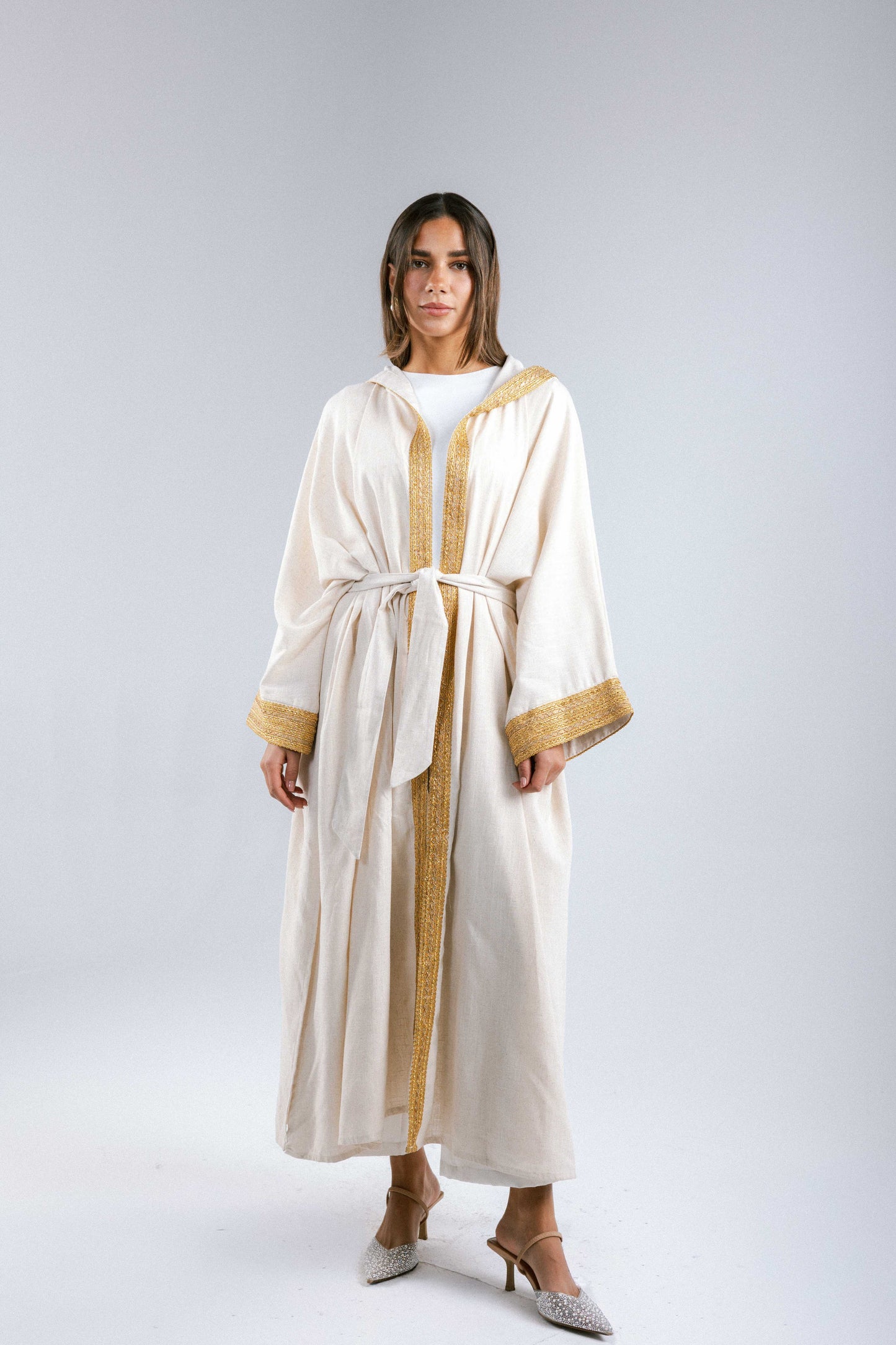Marrakesh Linen Kaftan in Beige
