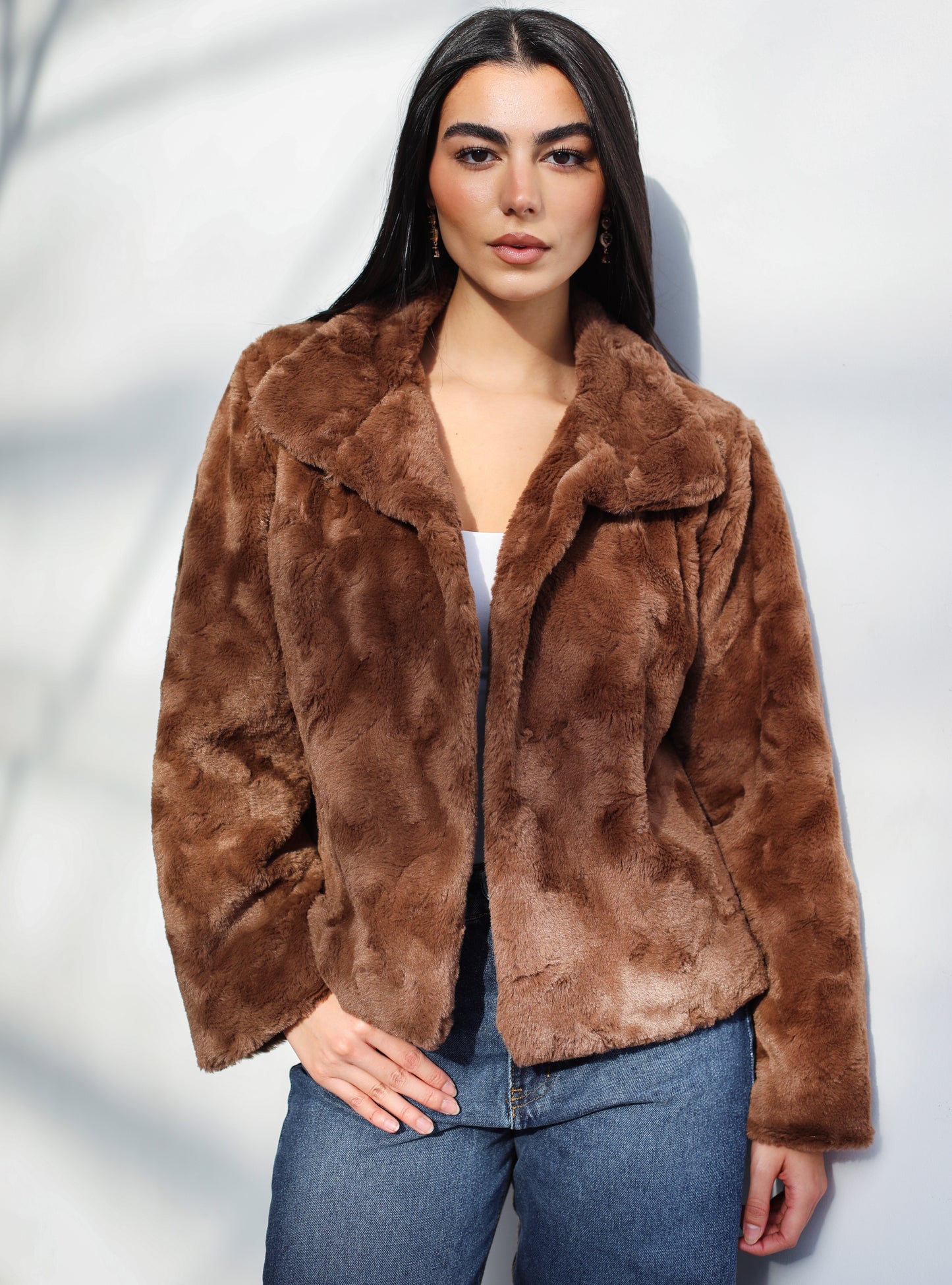 Stunner Faux Fur Jacket - Espresso Brown