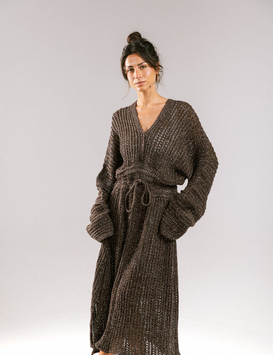 Sunbeam Crochet Coverup Dress - Brown