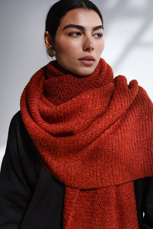 Winter Chill Knit Scarf - Burnt Orange