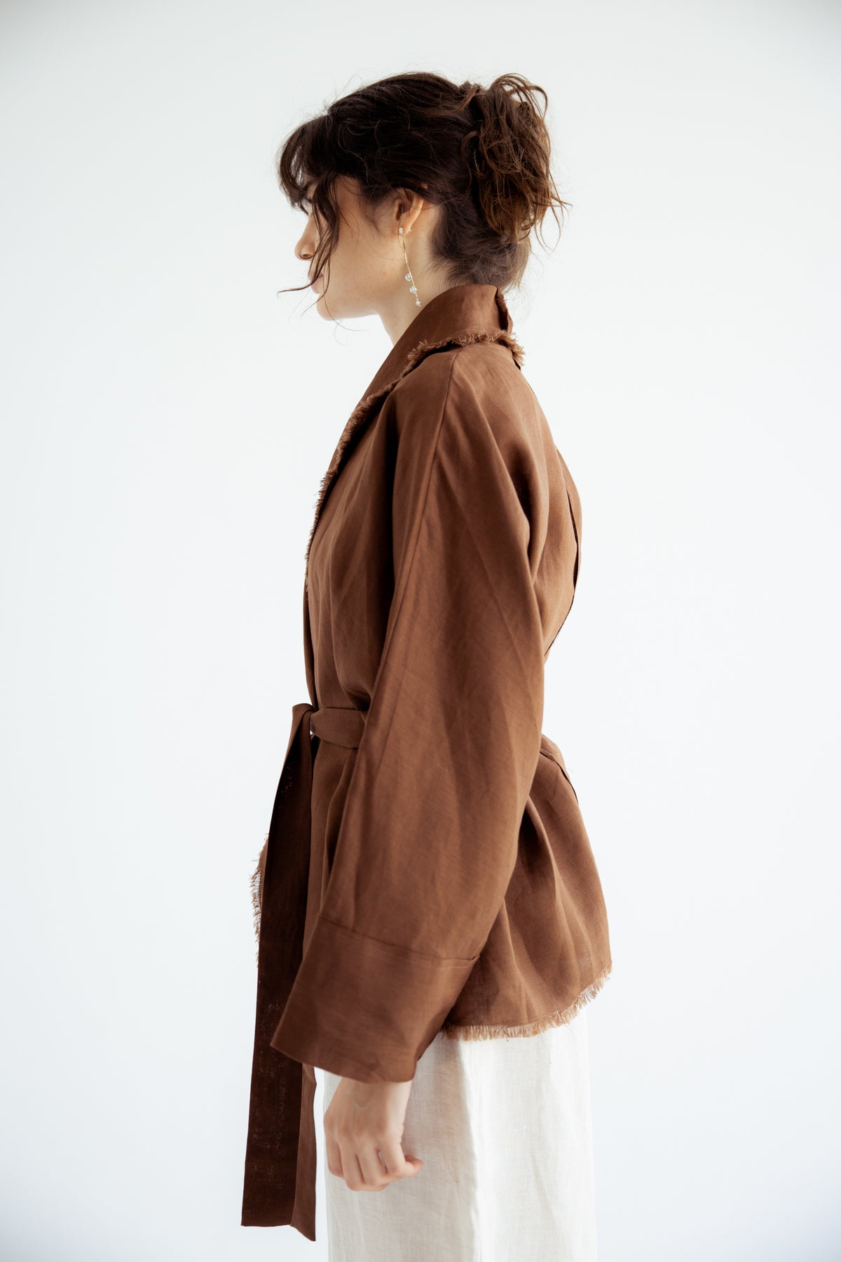 Sun Chaser Linen Cardigan - Brown