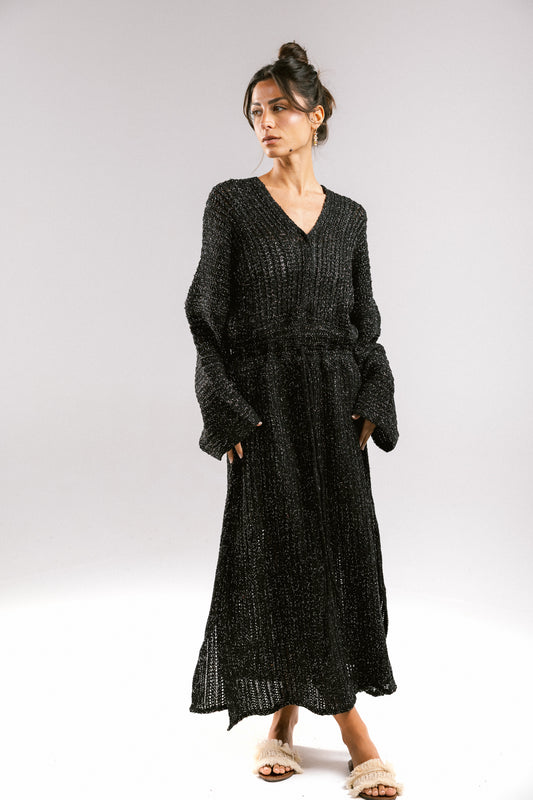 Sunbeam Crochet Coverup Dress - Black