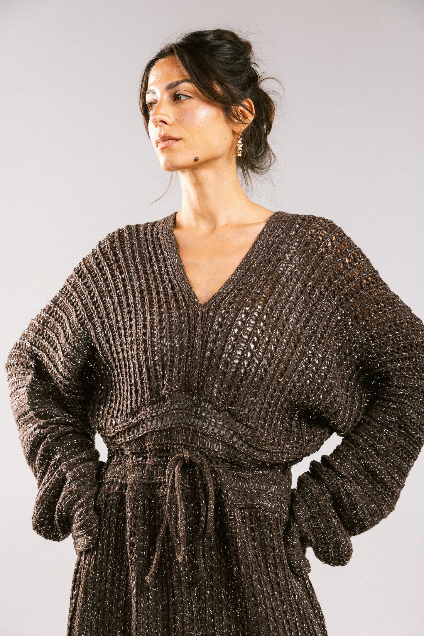 Sunbeam Crochet Coverup Dress - Brown