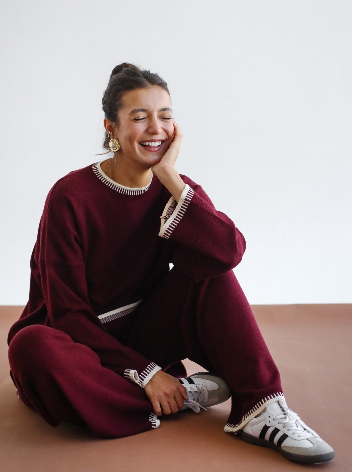 Minding My Business Knit Set - Burgundy