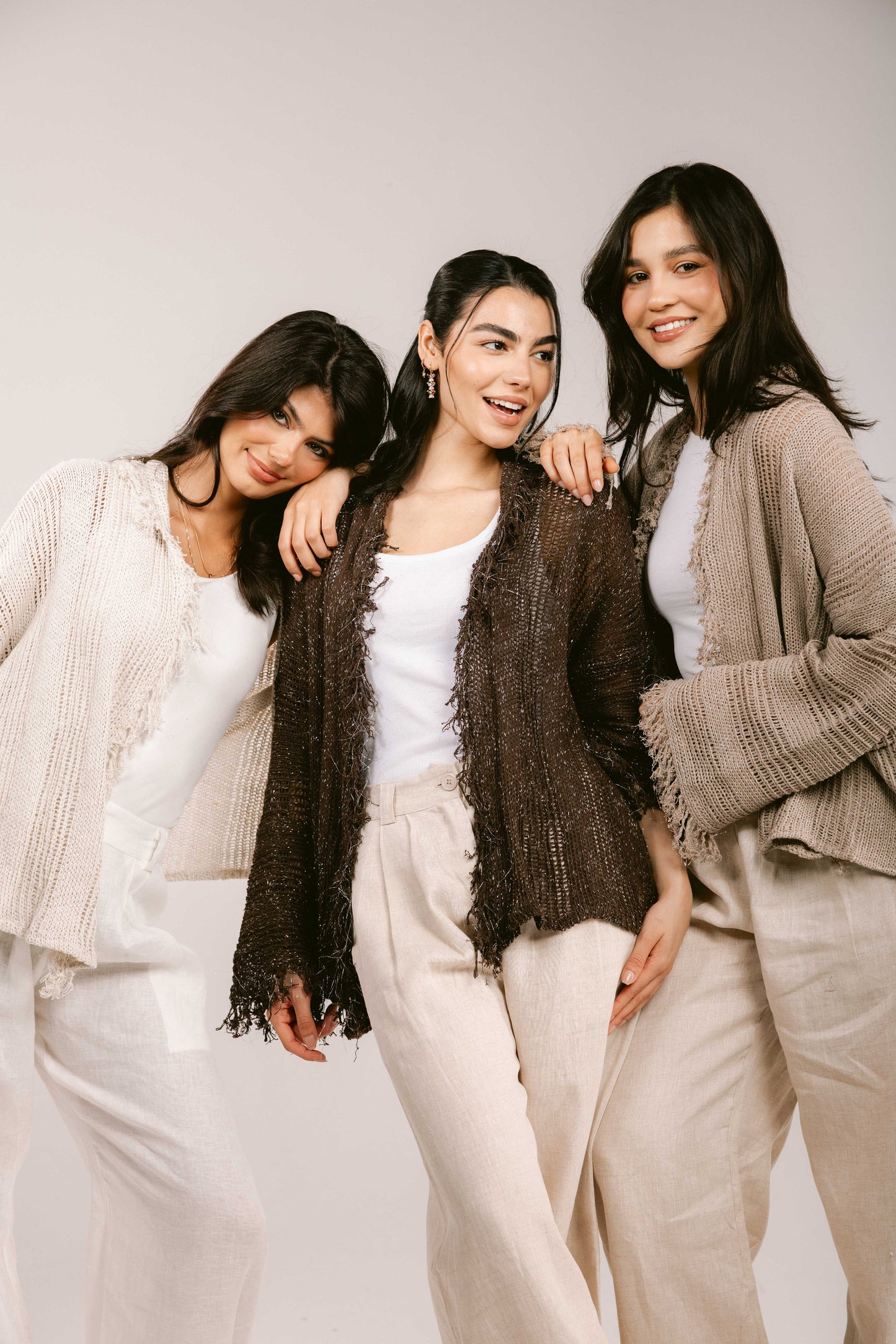 Brighter Days Crochet Cardigan - Taupe
