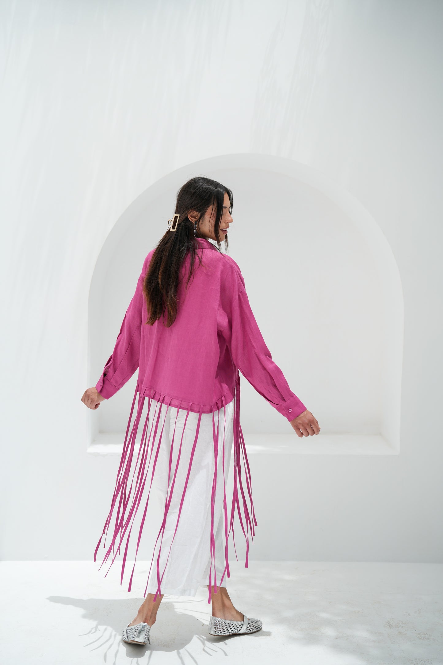 Girl’s Girl Linen Top - Berry Pink