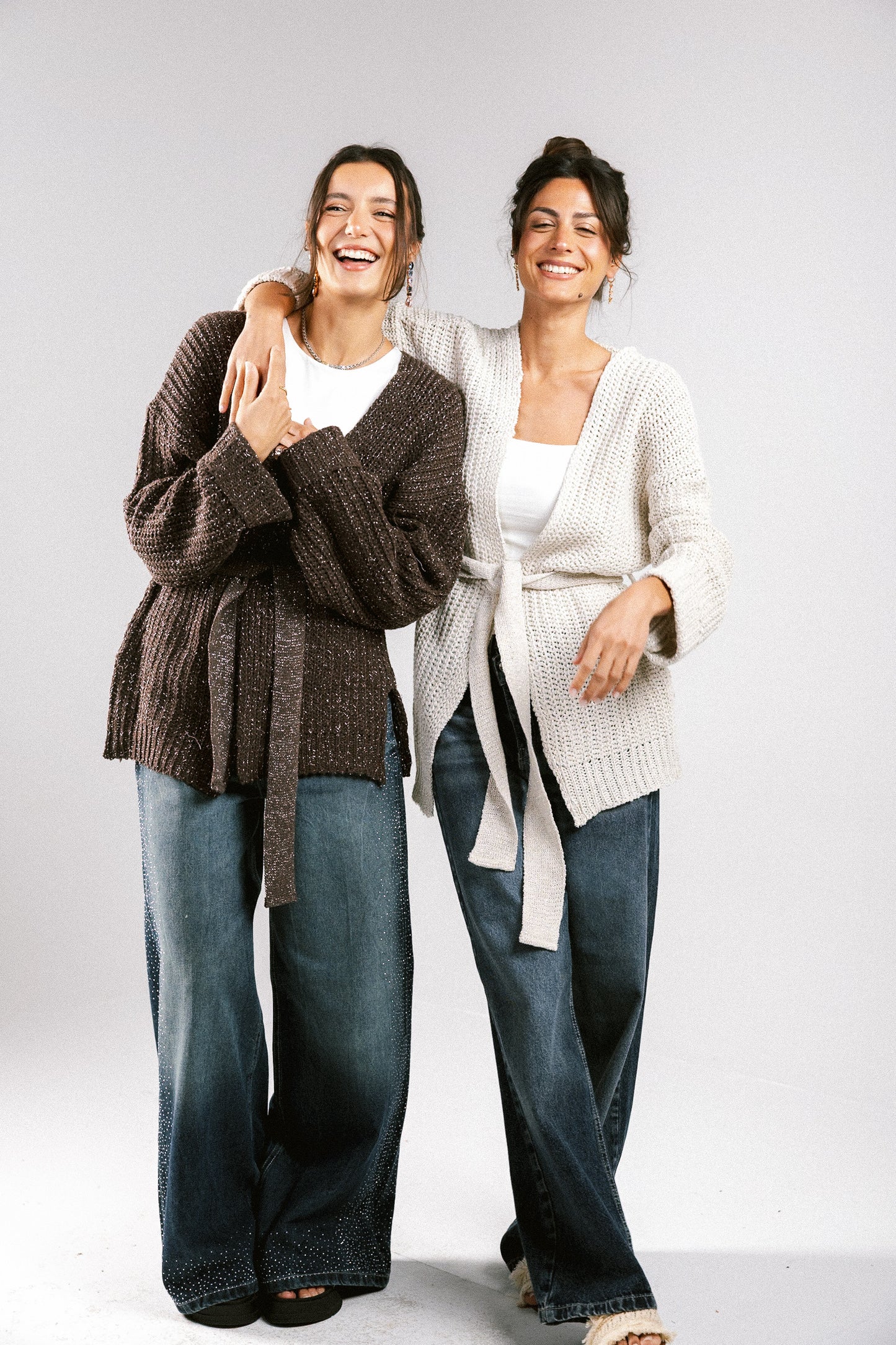Crystal Skies Crochet Cardigan - Brown