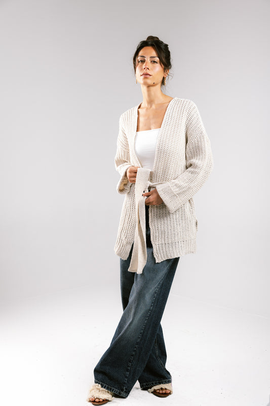 Crystal Skies Crochet Cardigan - Off-White