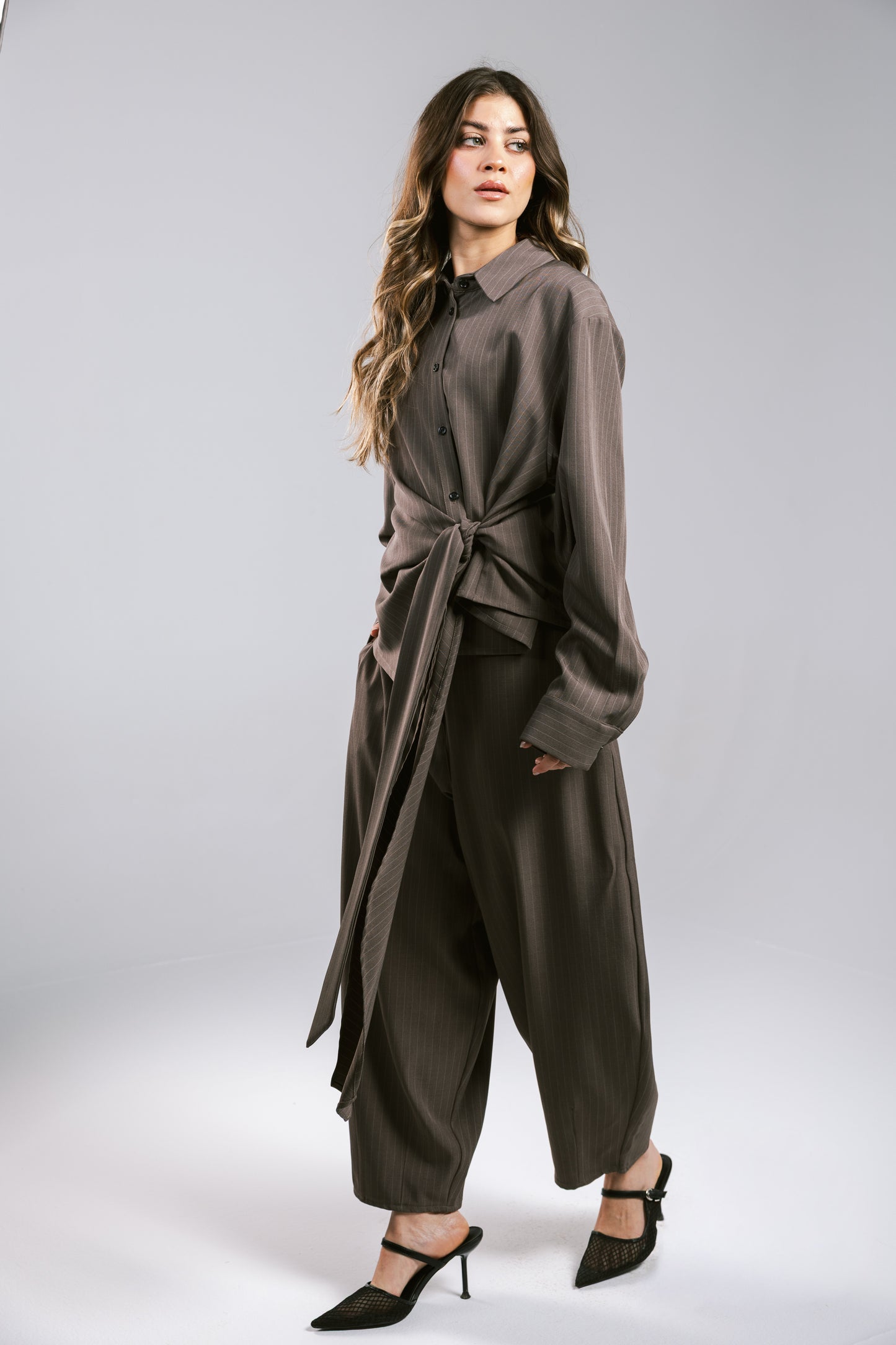 Knot Your Type Striped Set - Brown