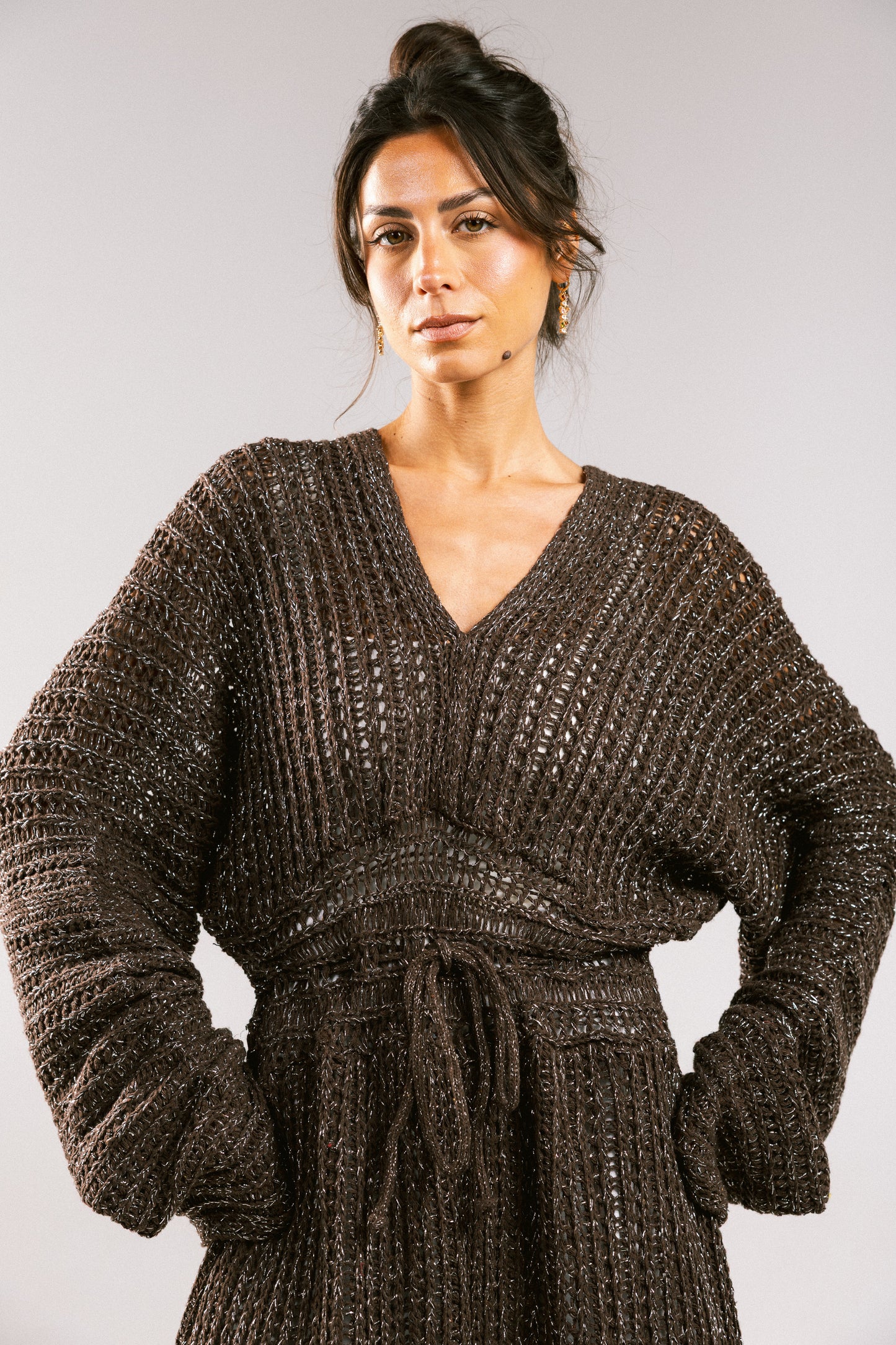 Sunbeam Crochet Coverup Dress - Brown