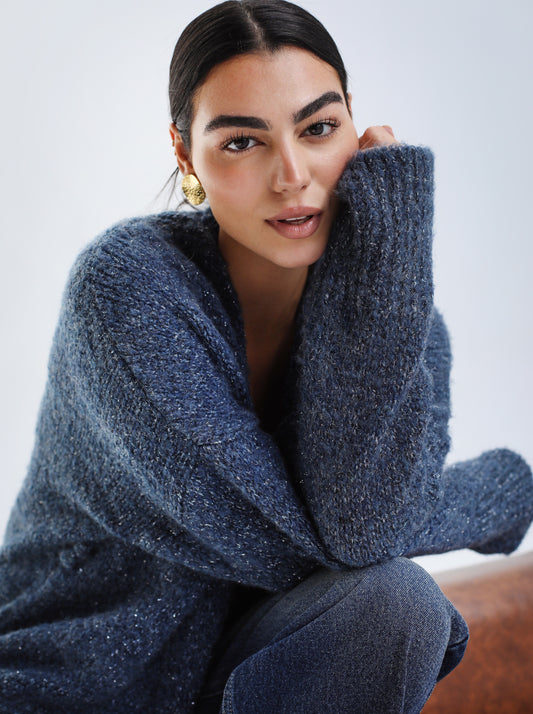 Crisp Air Knit Cardigan - Storm Blue