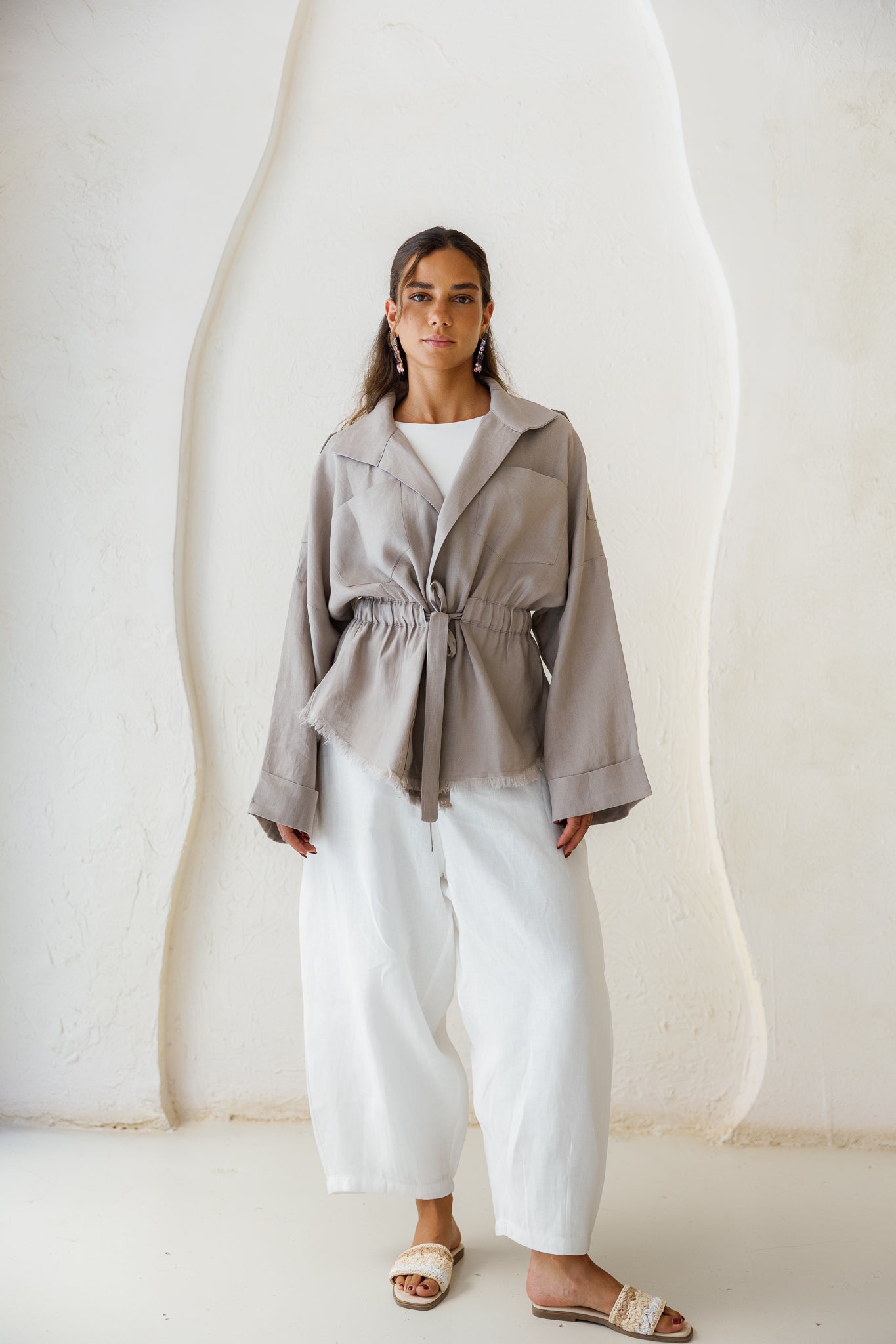 Amalia’s Signature Linen Top - Stone Grey