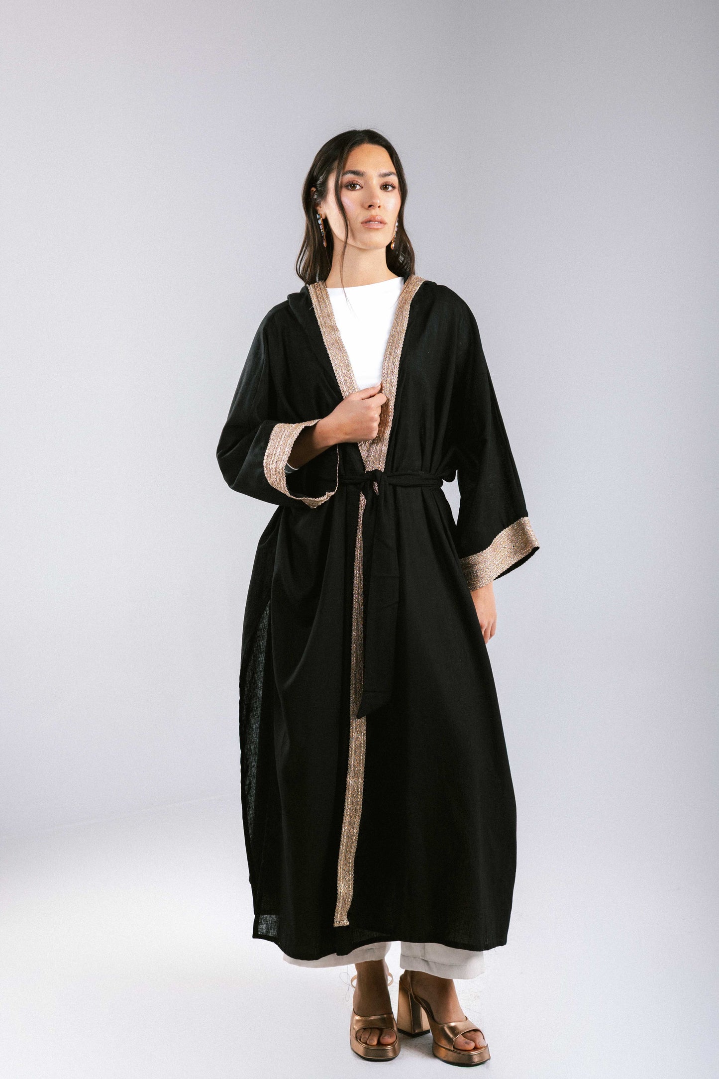 Marrakesh Linen Kaftan in Black