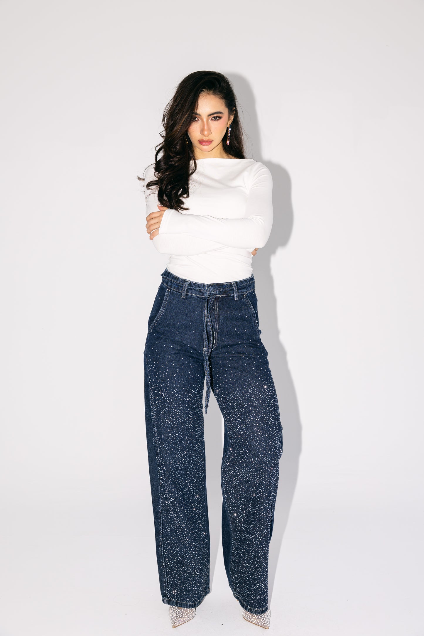 Unmatched Denim Pants in Dark Blue