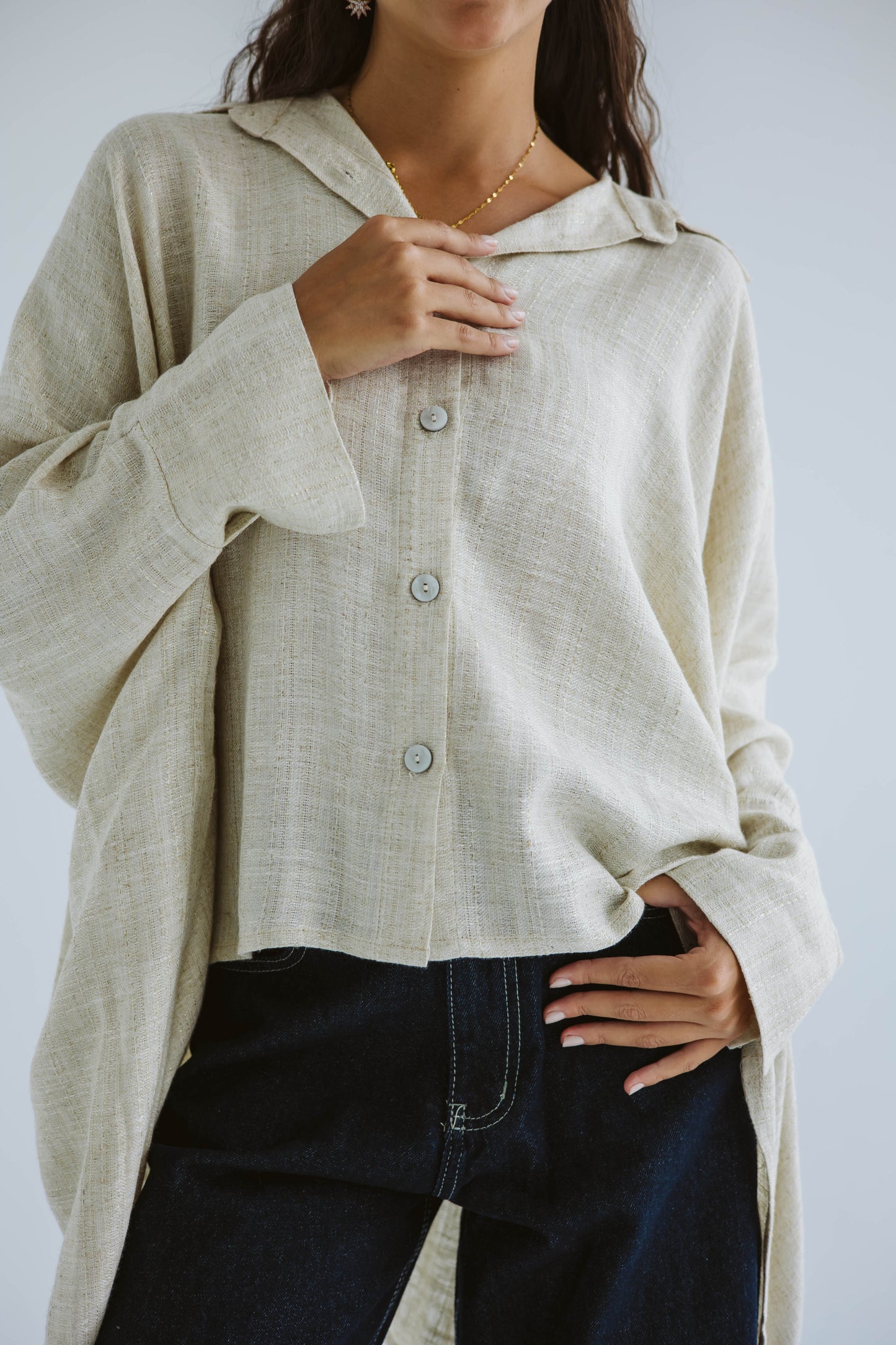 Giving Joy Linen Cape in Beige