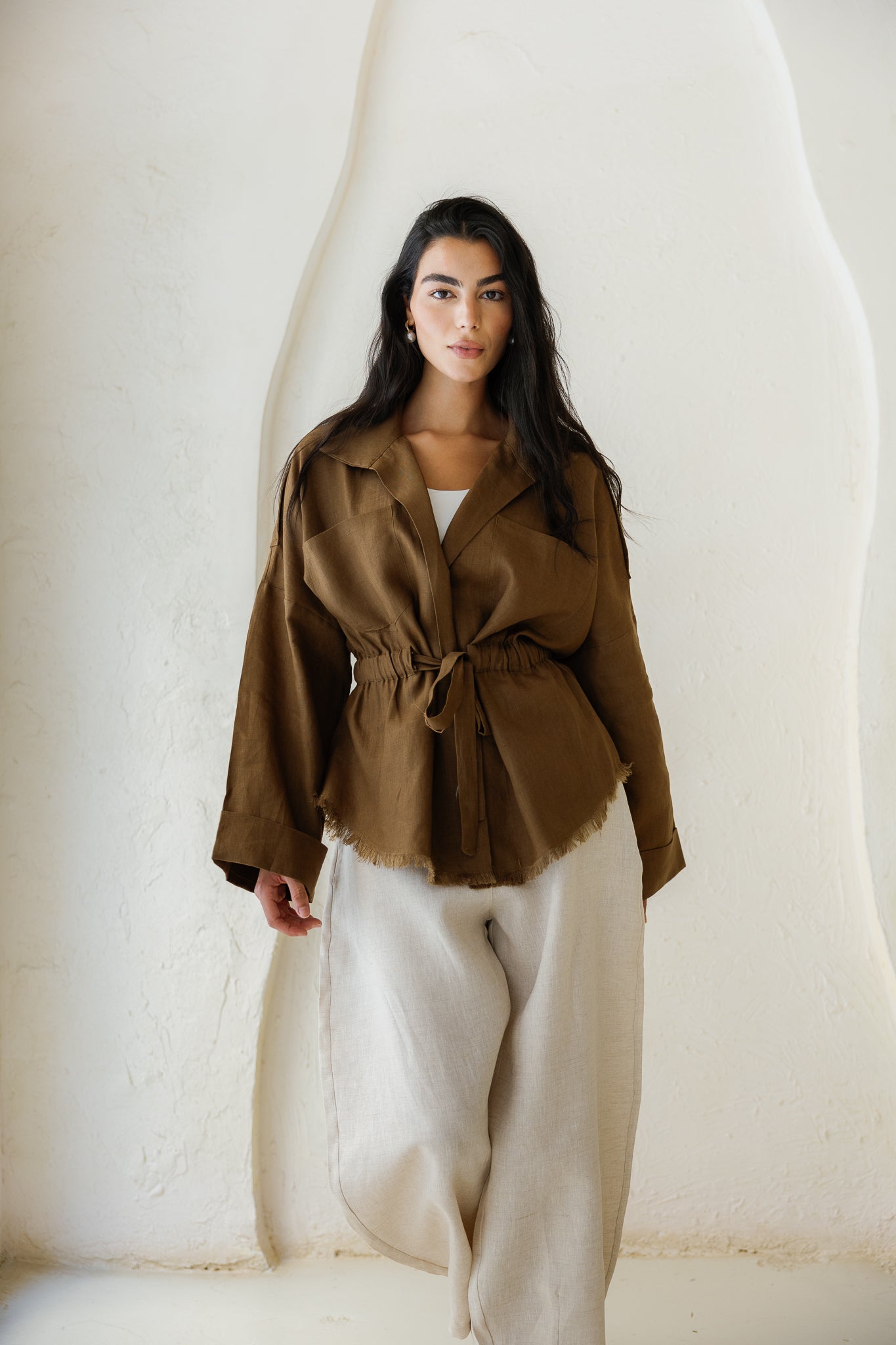 Amalia’s Signature Linen Top - Brown