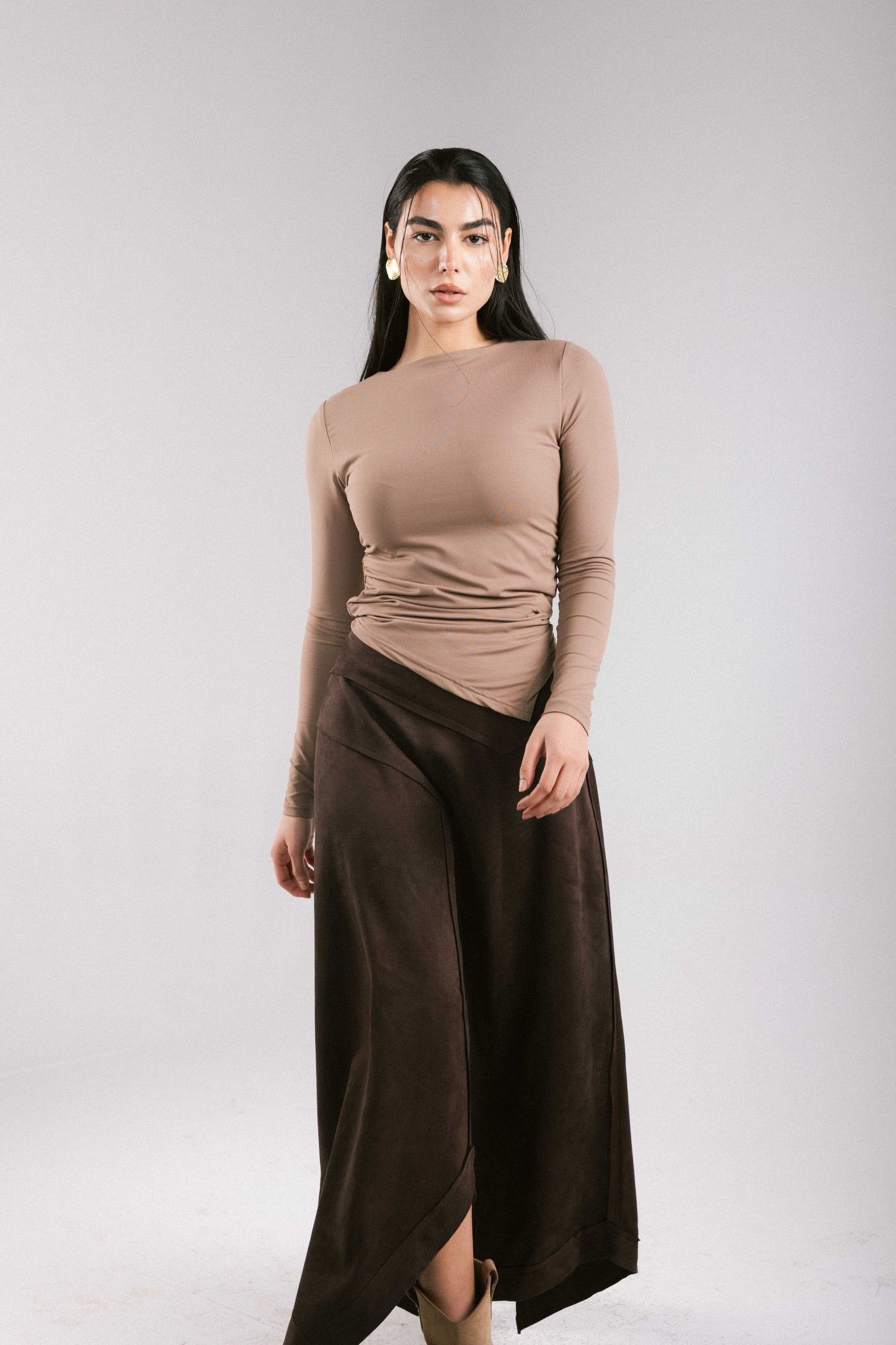 In Her Moment Suede Skirt - Brown