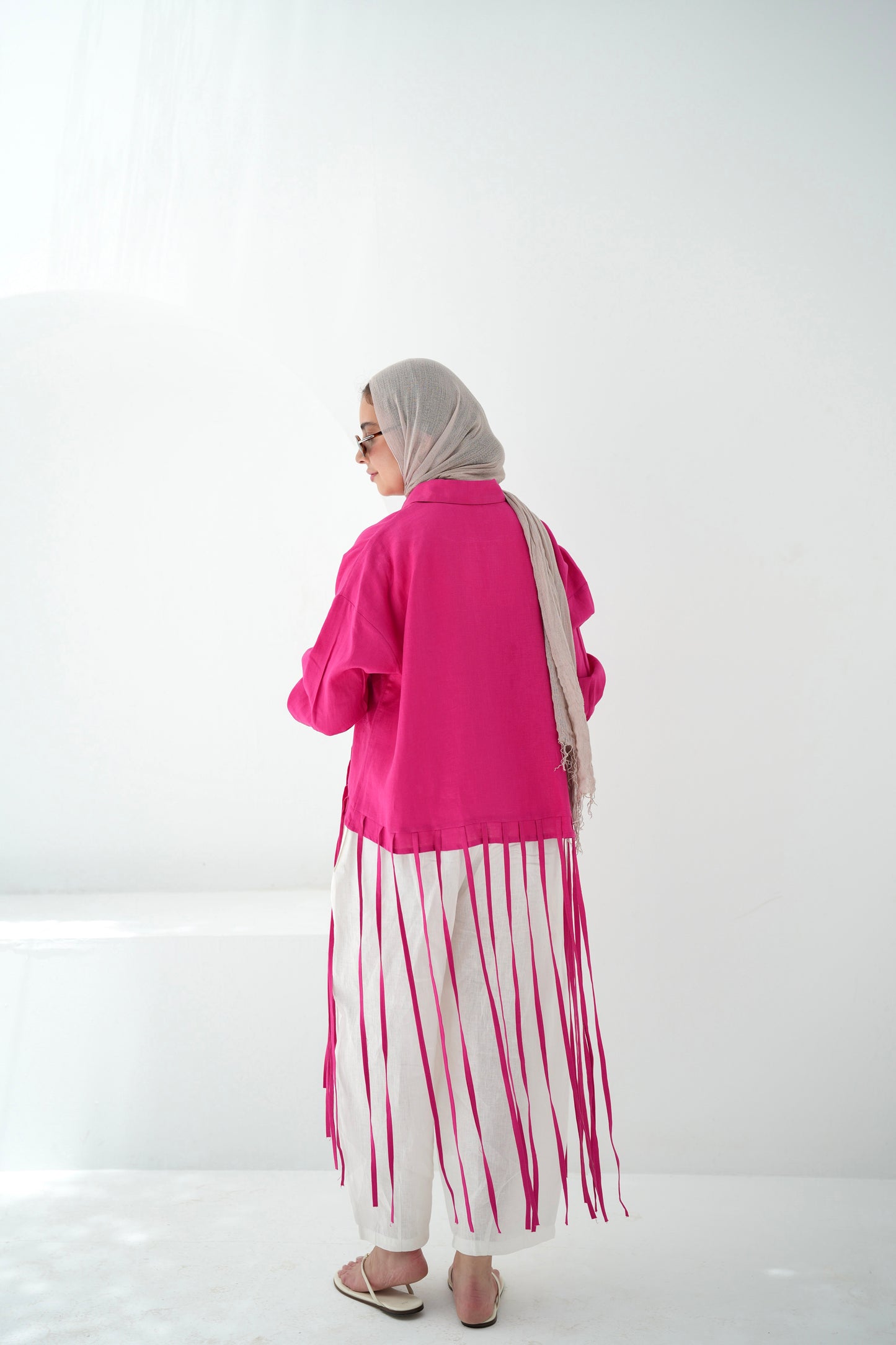Girl’s Girl Linen Top - Fuchsia