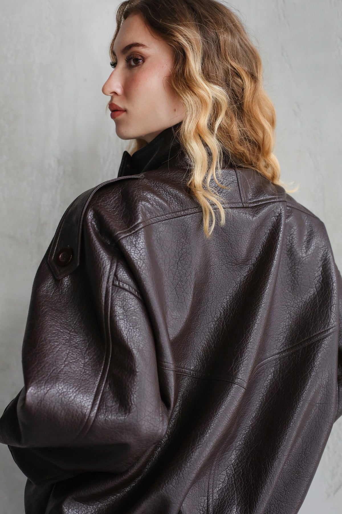 One of One Leather Biker Jacket - Brown
