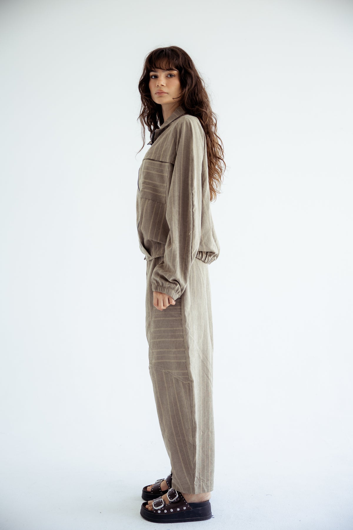 Now or Never Striped Set - Olive