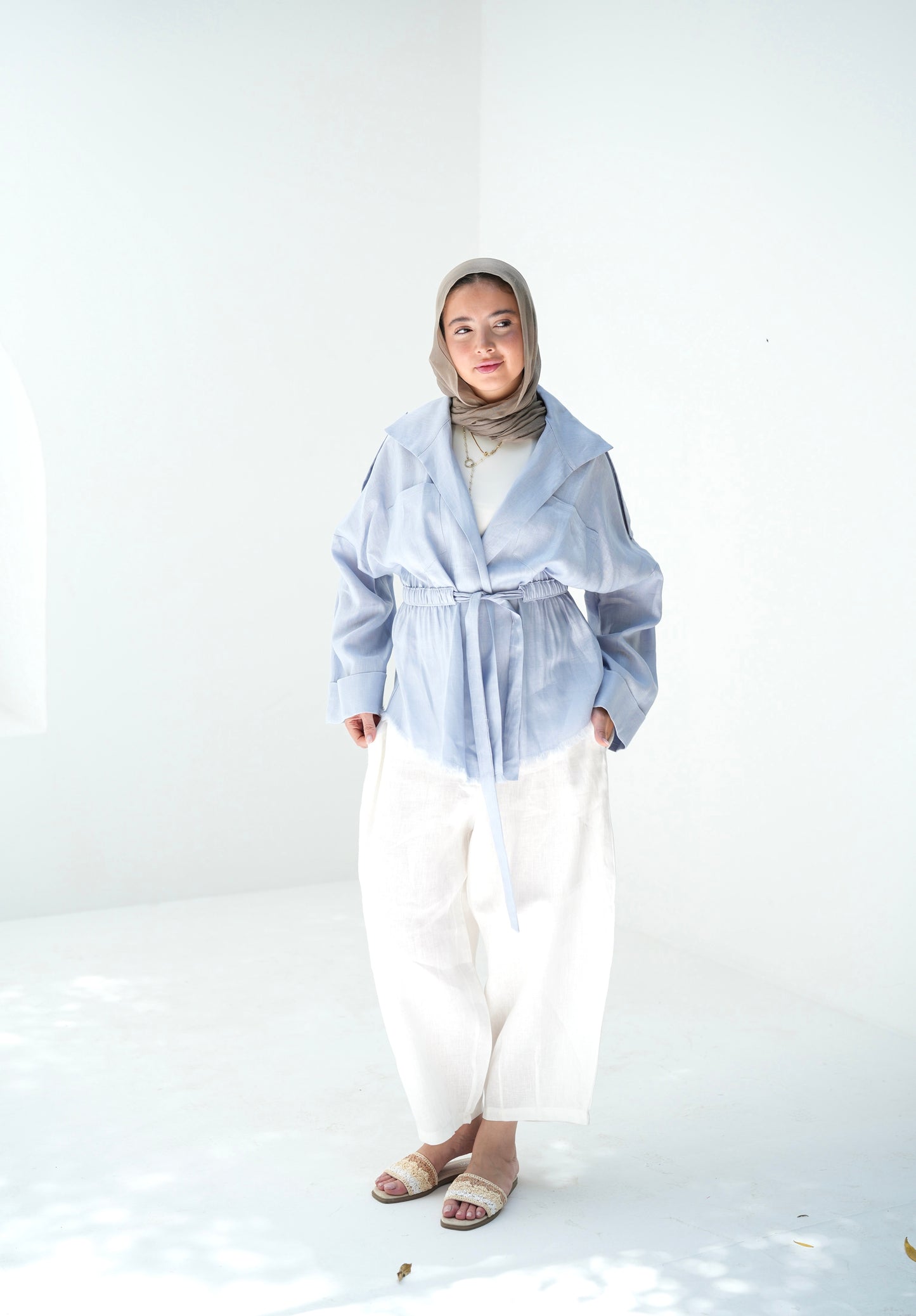 Amalia’s Signature Linen Top - Baby Blue