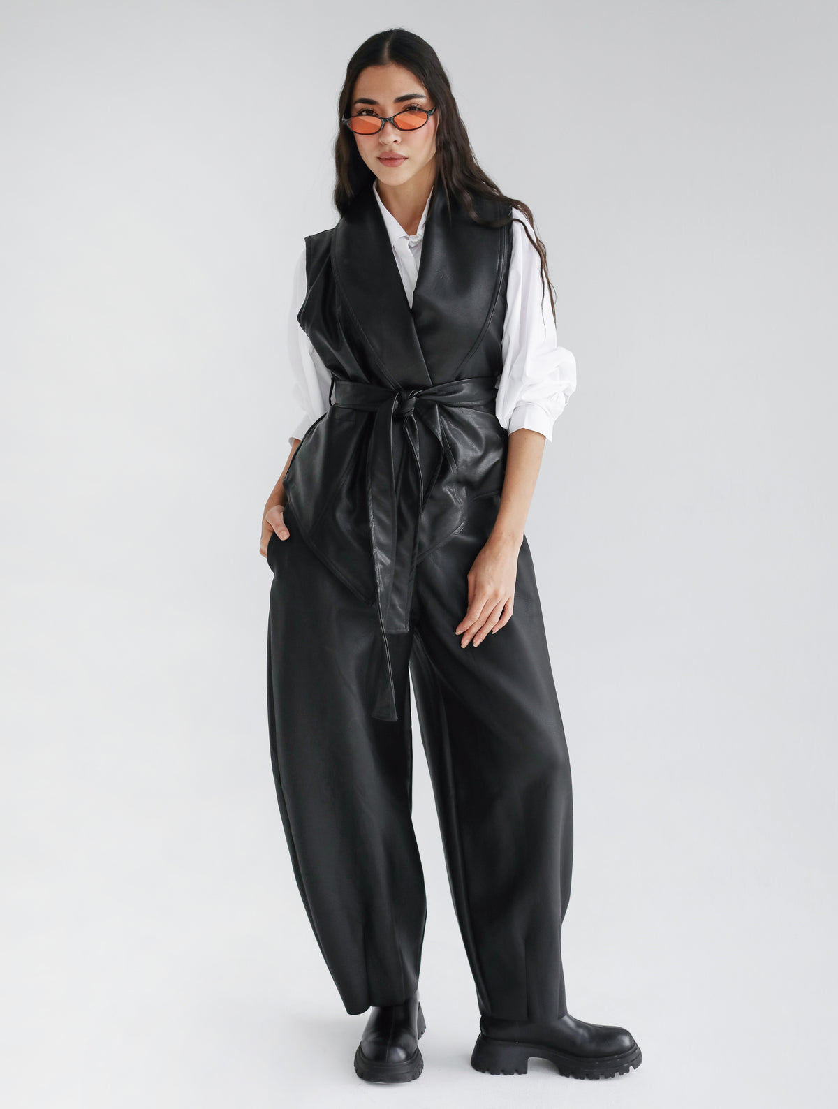 Essential Balloon Leather Pants - Black