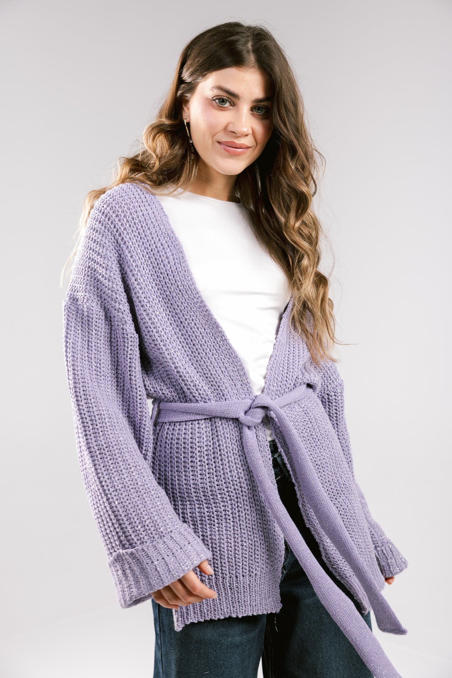 Crystal Skies Crochet Cardigan - Lilac