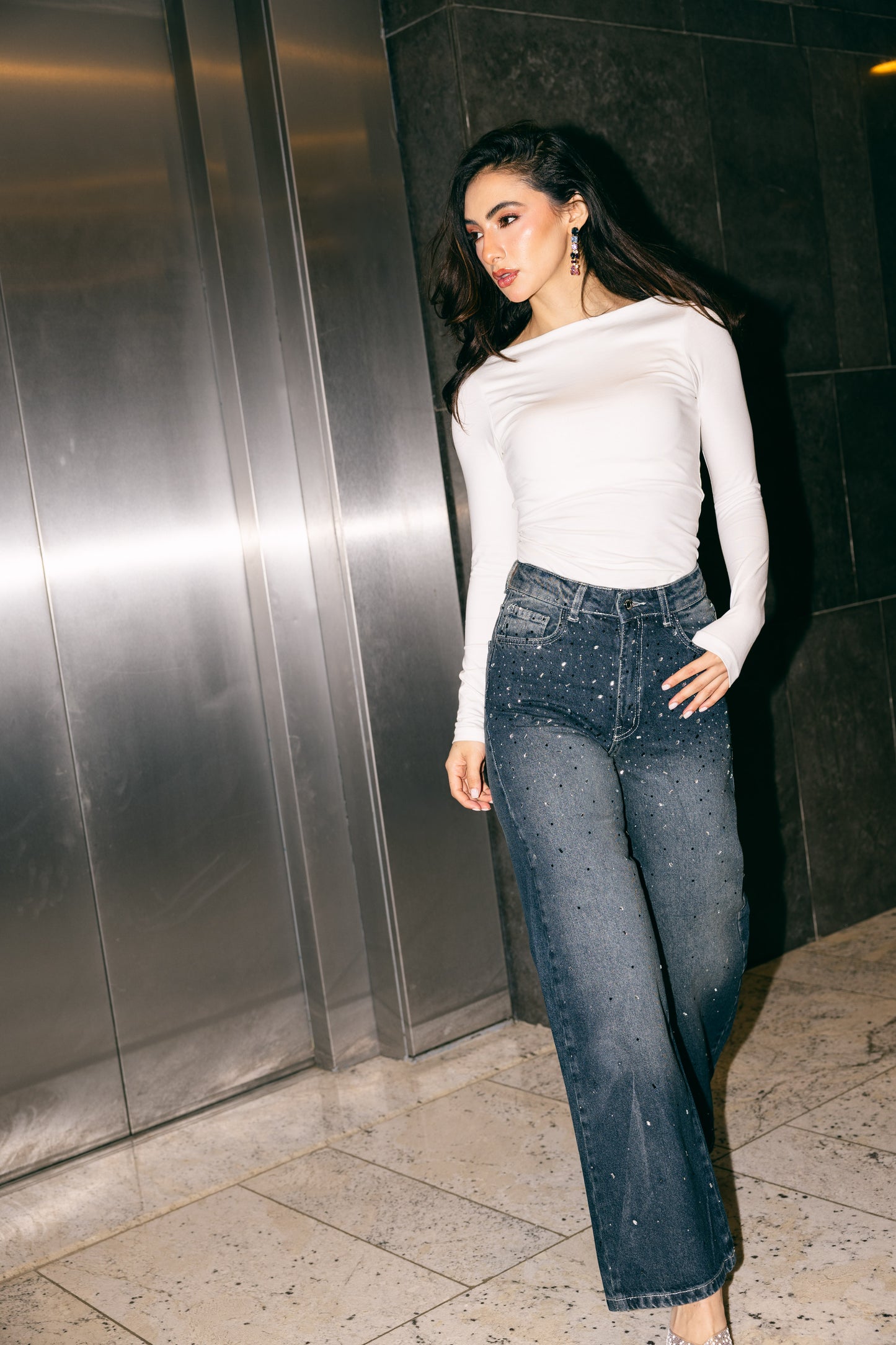 She’s The Moment Denim Pants in Dark Blue