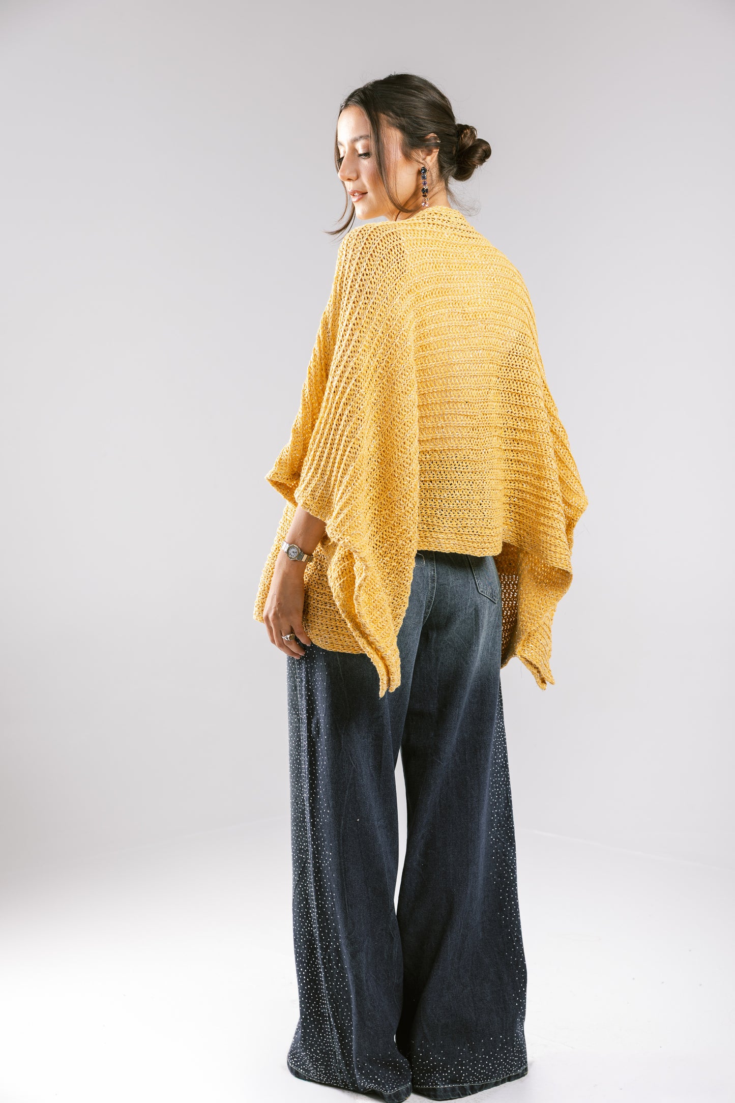 Seen At Sunset Crochet Cape in Yellow