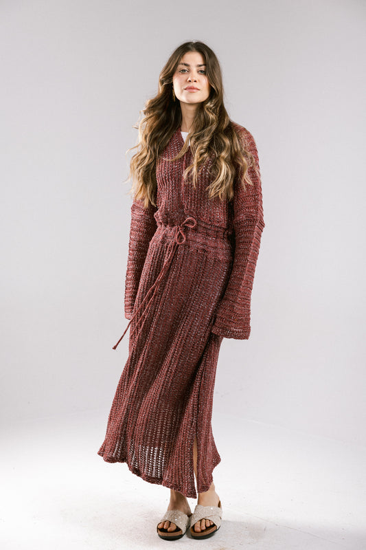 Sunbeam Crochet Coverup Dress - Burgundy
