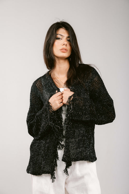 Brighter Days Crochet Cardigan - Black