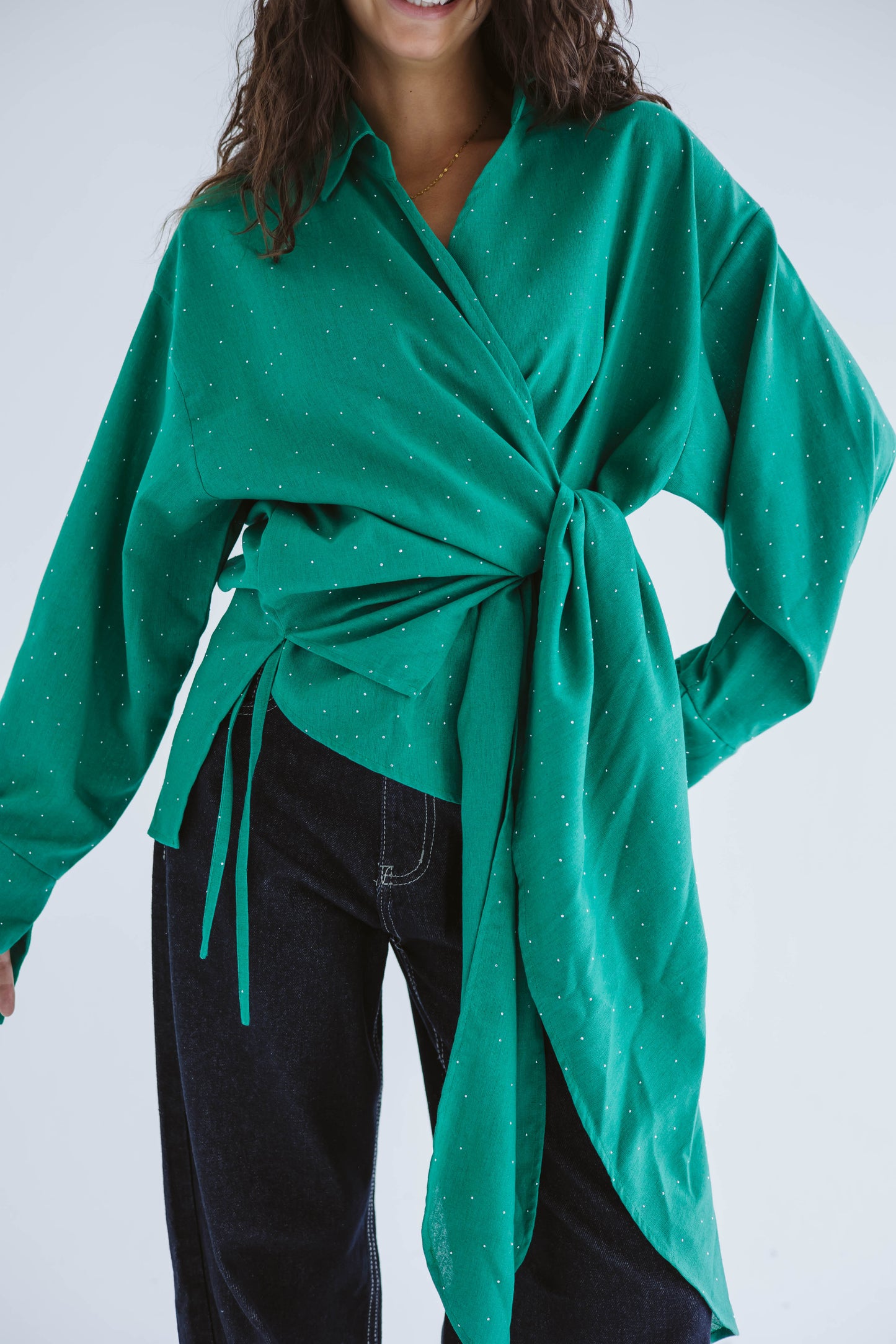 Studded Wrapped In A Dream Top - Green